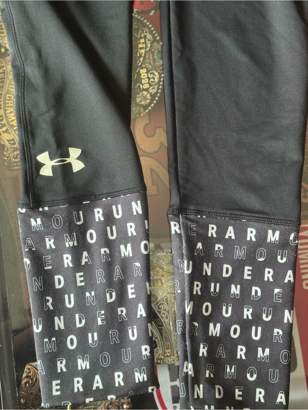 Under Armour Black Logo-Panel Girls' Athletic Capri Leggings - Picture 2 of 2